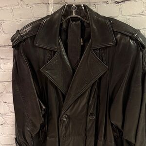Men's Leather Trench by Tibor Black Small VGUC